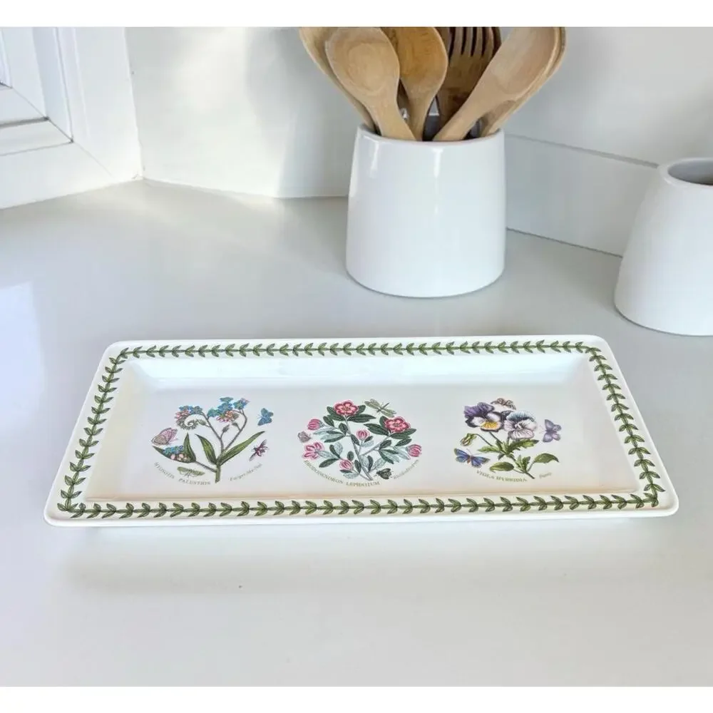 Portmeirion Botanic Garden Rectangular Serving Tray 14” Dish NOS Never Used